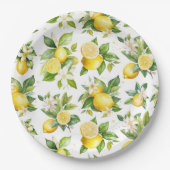 Assiettes En Carton Motif citron, Fleurs de citron, Feuilles, Citrus (Devant)