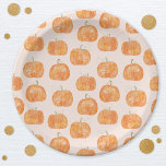 Assiettes En Carton Motif citrouille aquarelle<br><div class="desc">Un motif citrouille d'aquarelle sur un arrière - plan ondulé moderne rose vif pour une fête d'automne. Art original de Nic Squirrell.</div>