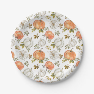 Assiettes En Carton Motif Citrouille d'aquarelle d'automne