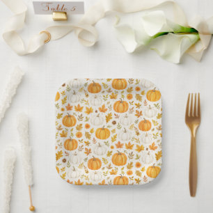 Assiettes En Carton Motif Citrouille mignon   Thanksgiving