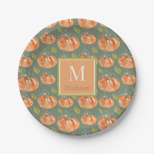 Assiettes En Carton Motif Citrouille Monogram Fall (Devant)