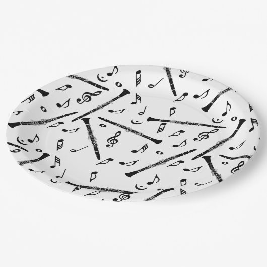 Assiettes En Carton Motif Clarinet Music Note (Angle)