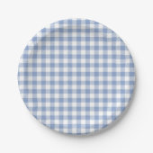 Assiettes En Carton Motif classique En vichy bleu coché (Devant)