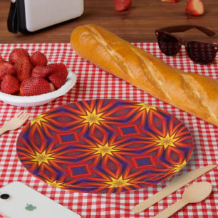 Assiettes En Carton Motif coloré abstrait