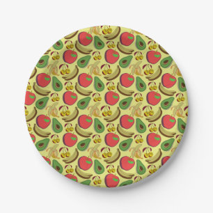 Assiettes En Carton Motif coloré aux fruits tropicaux sans soudure