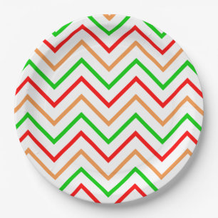 Assiettes En Carton Motif coloré Chevron Zigzag