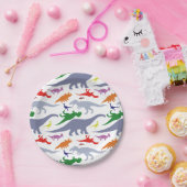 Assiettes En Carton Motif coloré de dinosaure (lumière) (Fête)