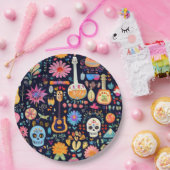 Assiettes En Carton Motif coloré Dia de los muertos (Fête)