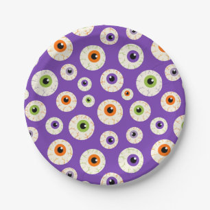 Assiettes En Carton Motif coloré Halloween Eyeballs