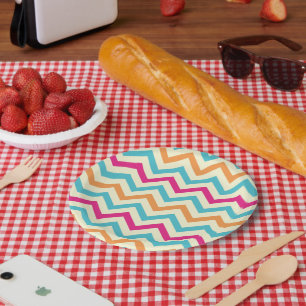Assiettes En Carton Motif Colorfull élégant géométrique Vintage