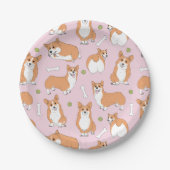 Assiettes En Carton motif corgi en rose (Devant)