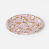 Assiettes En Carton motif corgi en rose (Angle)