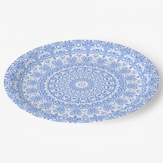 Assiettes En Carton Motif Cornflower Blue Mandala (Angle)