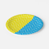 Assiettes En Carton Motif couleur bleu jaune blanc Chevron (Angle)
