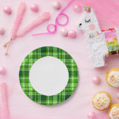 Assiettes En Carton Motif couleur verte À damiers (Fête)