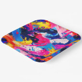 Assiettes En Carton motif coups de pinceaux (Angulaire)