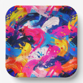 Assiettes En Carton motif coups de pinceaux (Recto)