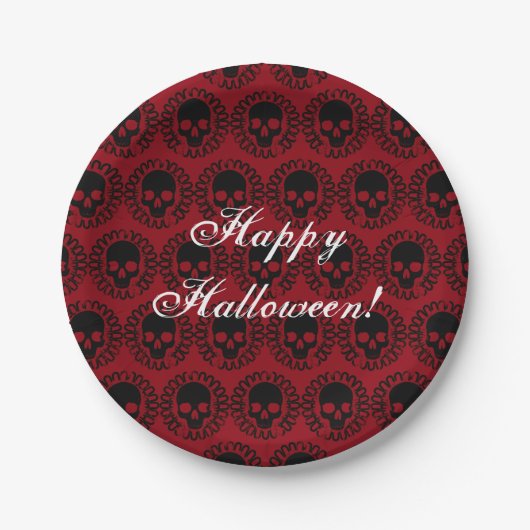 Assiettes En Carton Motif crâne Élégant Amusement Halloween Goth N'imp (Devant)