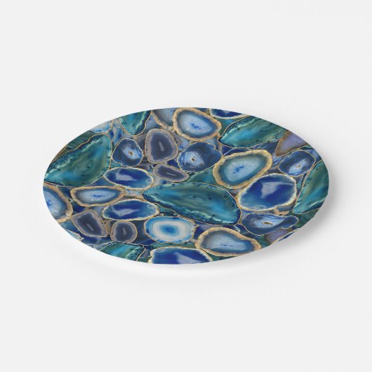 Assiettes En Carton Motif cristal Blue Geodes (Angle)