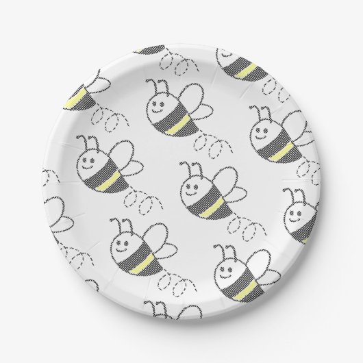Assiettes En Carton Motif croisé Imprimer Baby shower d'abeille mignon (Devant)