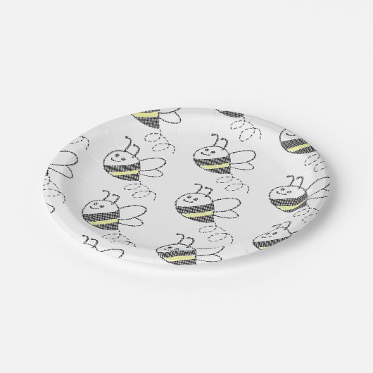 Assiettes En Carton Motif croisé Imprimer Baby shower d'abeille mignon (Angle)