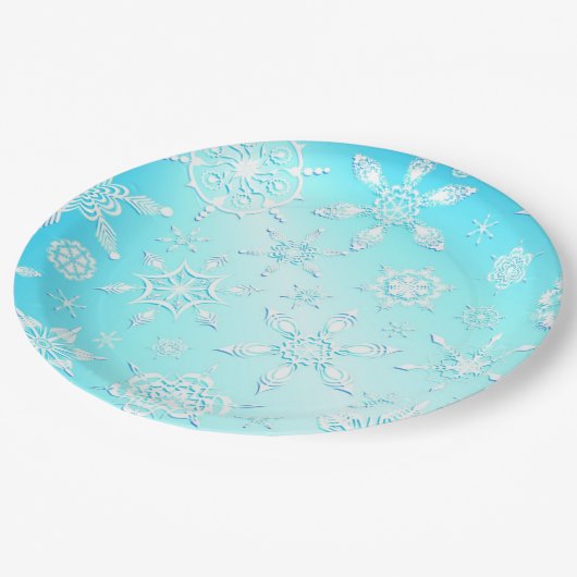 Assiettes En Carton Motif Crystal Snowflakes (Angle)