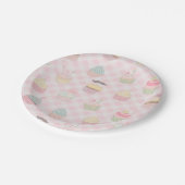 Assiettes En Carton Motif Cupcake Gingham Rose (Angle)