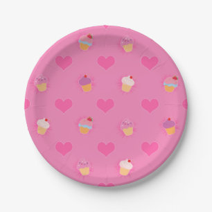 Assiettes En Carton Motif Cupcake rose