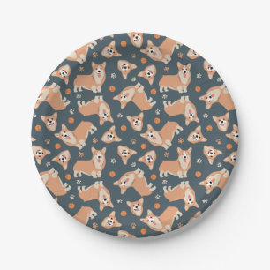 Assiettes En Carton Motif Cute Corgi