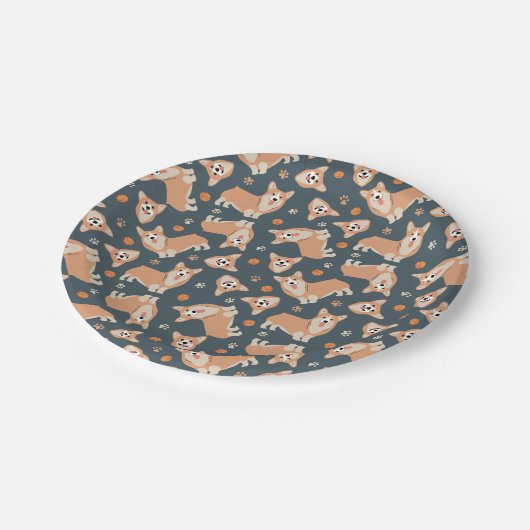 Assiettes En Carton Motif Cute Corgi (Angle)