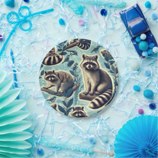 Assiettes En Carton Motif Cute Racoon (Fête)
