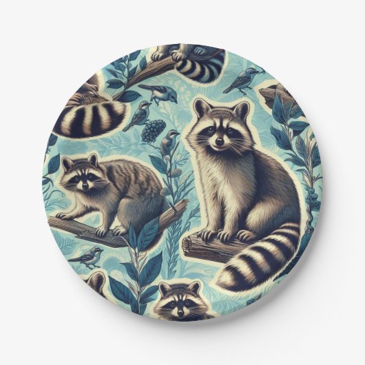 Assiettes En Carton Motif Cute Racoon (Devant)