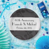 Assiettes En Carton Motif Damas, Damas gris, Anniversaire (Fête)