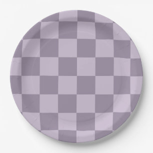 Assiettes En Carton Motif damier lavande doux minimaliste 