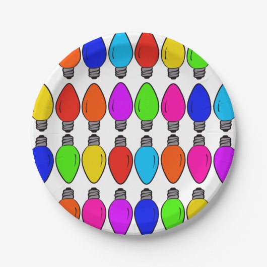 Assiettes En Carton Motif d'ampoules de Noël (Devant)