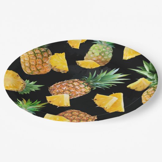 Assiettes En Carton Motif d'ananas 8 (Angle)