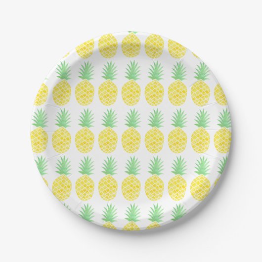 Assiettes En Carton Motif d'ananas jaune et vert brillant (Devant)