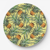 Assiettes En Carton Motif d'ananas tropical sur jaune (Devant)