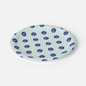Assiettes En Carton Motif d'Ancres bleu marine Chevron nautique (Angle)