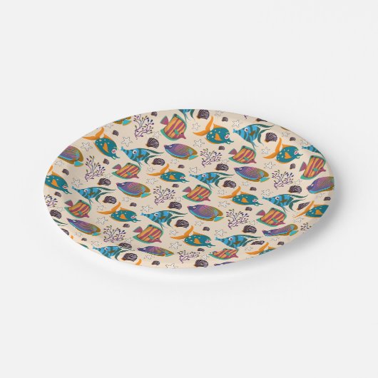 Assiettes En Carton Motif d'animaux aquatiques | vie sous-marine océan (Angle)