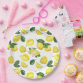 Assiettes En Carton Motif d'aquarelle aux citrons jaunes (Fête)