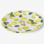 Assiettes En Carton Motif d'aquarelle aux citrons jaunes (Angle)