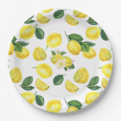 Assiettes En Carton Motif d'aquarelle aux citrons jaunes (Devant)