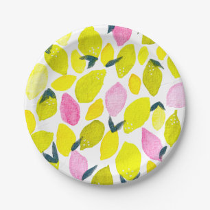 Assiettes En Carton Motif d'aquarelle citron