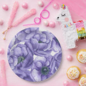 Assiettes En Carton Motif d'aquarelle de fleurs d'anémone violet (Fête)
