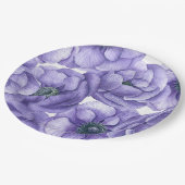 Assiettes En Carton Motif d'aquarelle de fleurs d'anémone violet (Angle)