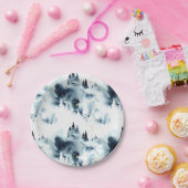 Assiettes En Carton Motif d'aquarelle de la forêt bleue de minuit (Fête)