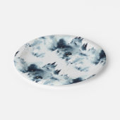 Assiettes En Carton Motif d'aquarelle de la forêt bleue de minuit (Angle)