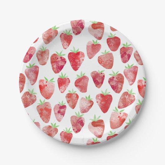 Assiettes En Carton Motif d'aquarelle fraise (Devant)