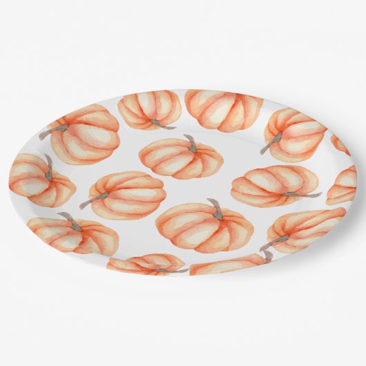 Assiettes En Carton Motif d'aquarelle orange Citrouille Halloween Auto (Angle)